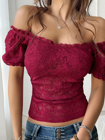 Blusa Encaje Hombros Descubiertos con Recortes Atrevidos - Image 20