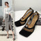 Tacones Altos Sandalias de Malla con Punta Cuadrada
