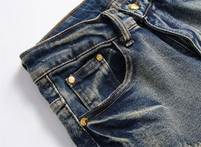 Jeans Slim Fit Azul Retro con Parches para Hombre - Image 7