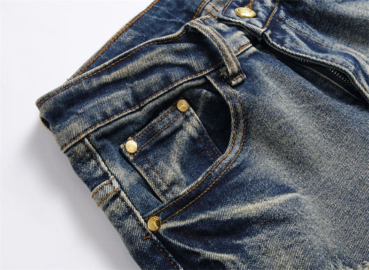 Jeans Slim Fit Azul Retro con Parches para Hombre - Image 7