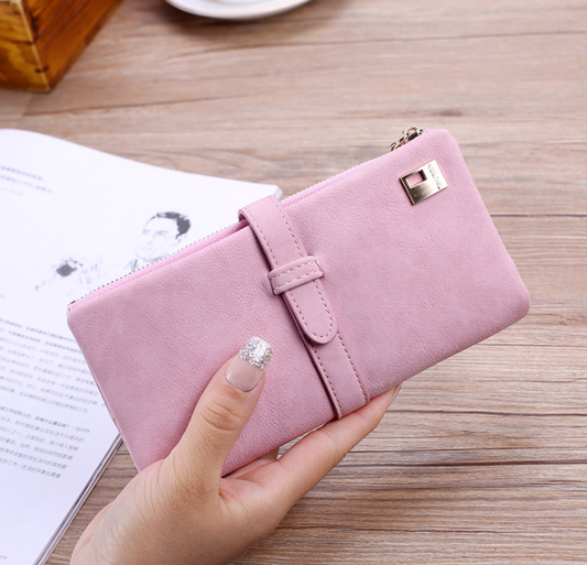 Billetera Vintage Frosted para Mujer - Cartera Bifold con Múltiples Compartimentos y Cierre de Hebilla