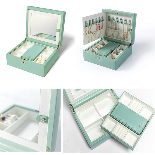 Caja de Almacenamiento para Joyas con Cerradura - Diseño de Madera y Cuero - Image 6