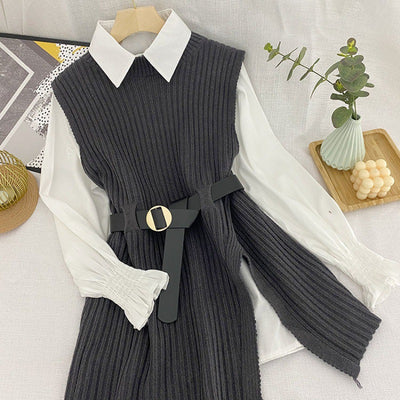 Conjunto Ejecutivo: Chaleco Tejido + Camisa de Temperamento para Mujer - Image 16