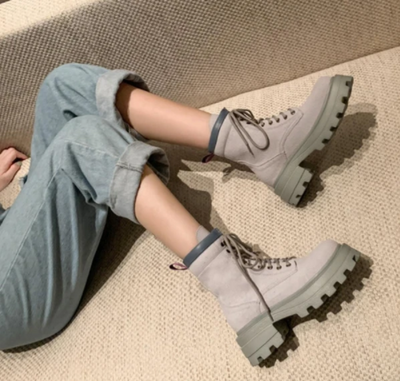 Botas Cortas con Plataforma y Cordones - Tacón Medio para Mujer - Image 6