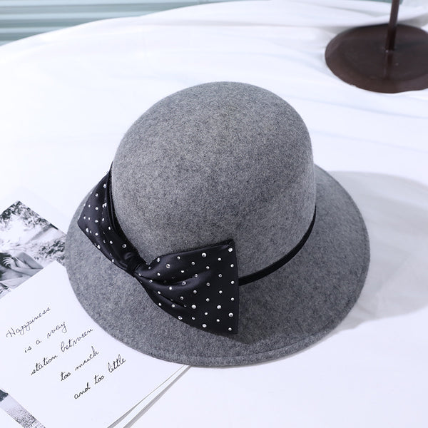 Sombrero Vintage de Fieltro con Moño - Estilo Pescador Francés