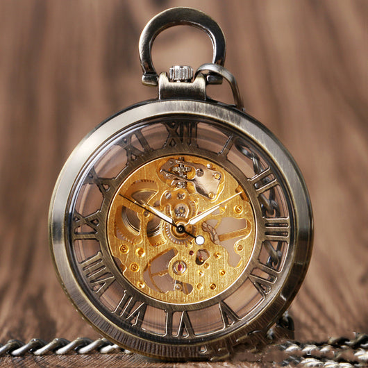 Reloj de Bolsillo Mecánico con Diseño Hueco Estilo Romano - Image 10