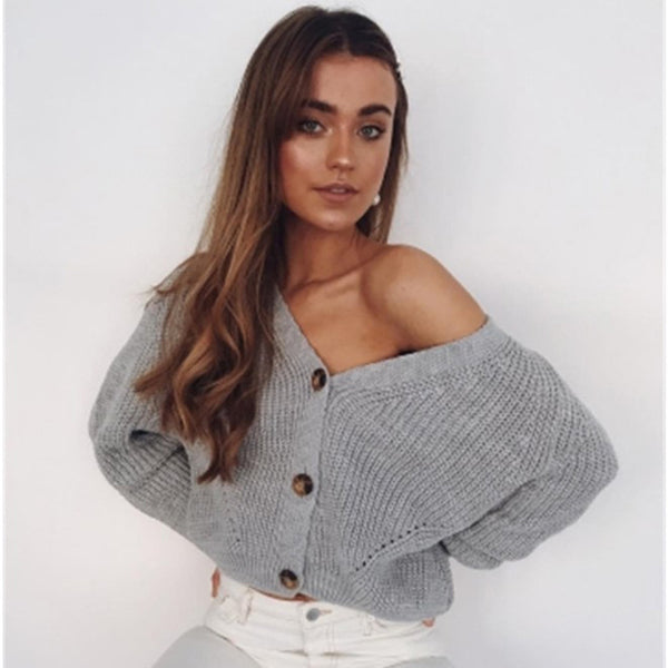 Cardigan de punto cuello V