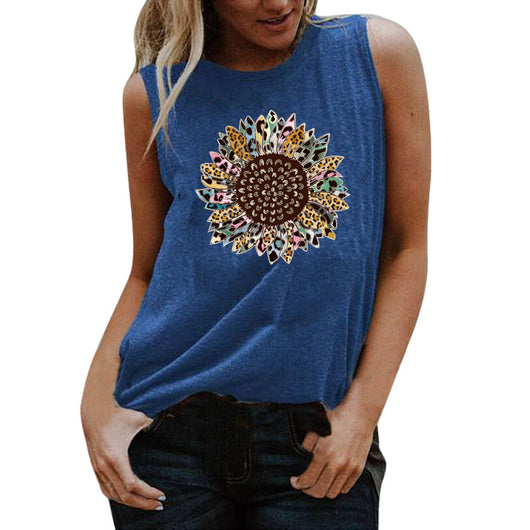 Playera sin Mangas Estampada Cuello Redondo