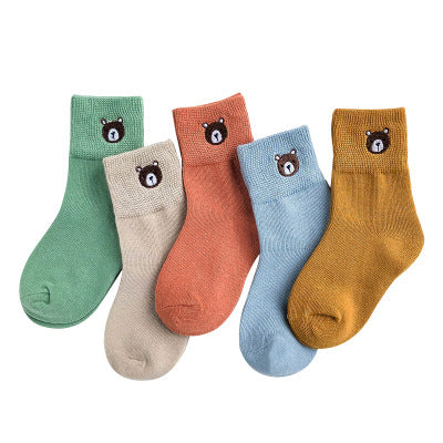 Calcetines de bebé de algodón con animales bordados y rayas coloridas - Image 18