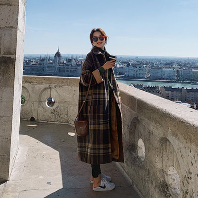 Abrigo de Lana a Cuadros Oversized para Otoño e Invierno - Image 10