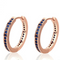Simple Single-Circle S925 Sterling Plated Stud Earrings Inlaid Circle Sterling Plated Earrings Gold Blue 925silver