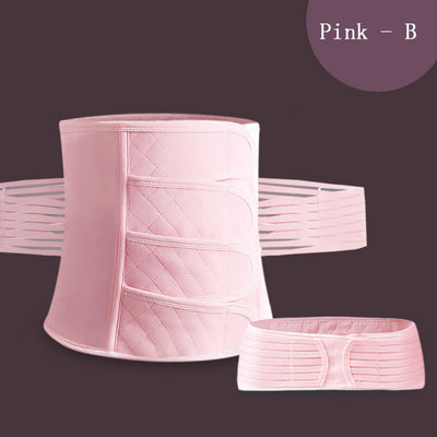 Pink adjustable postpartum abdominal band with quilted panels and a smaller matching elastic band. - Image 13