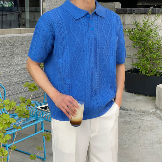 Suéter T-Shirt Hombre Cuello Solapa Verano Oversize