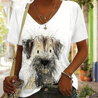 Blusa Casual con Estampado Animal Cuello V Manga Corta Personalizable - Image 21