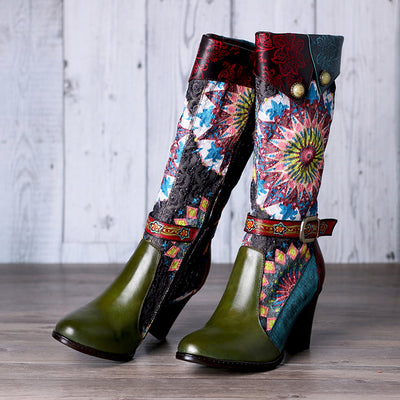 Botas Cortas de Terciopelo Retro con Tacón Alto para Mujer - Image 3