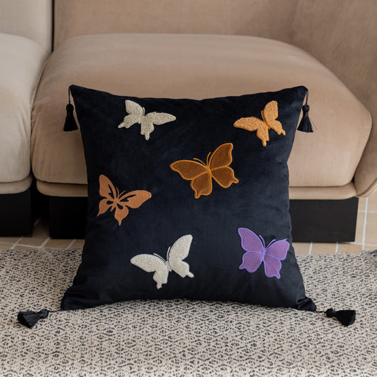 Cojín de Lujo para Sofá con Bordado de Mariposas - Image 8
