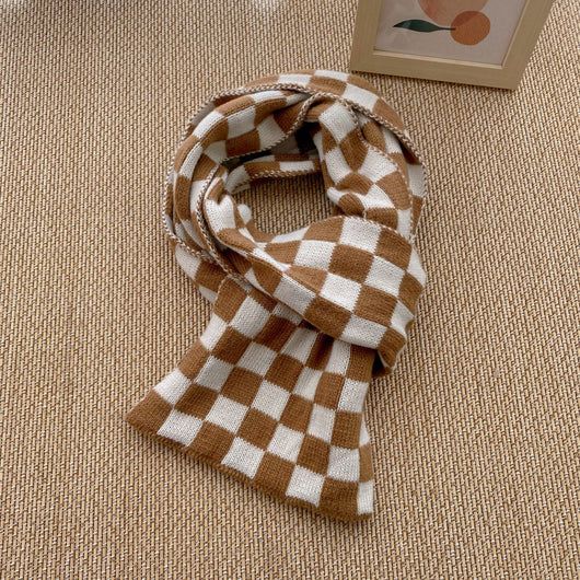 Bufanda de Lana Reversible Estilo Coreano Pata de Gallo y Olas - Tejida Doble Cara para Invierno - Image 15