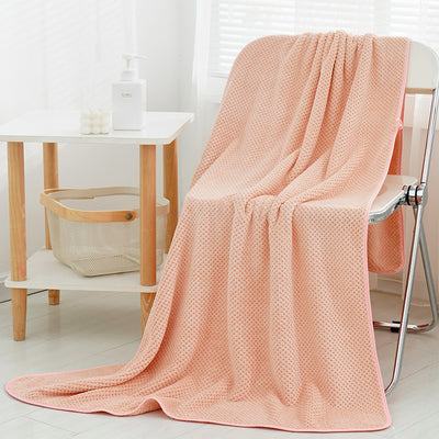 Toalla de Playa Franela Coral Gruesa Diseño Cuadriculado Piña - Absorción Máxima - Image 4