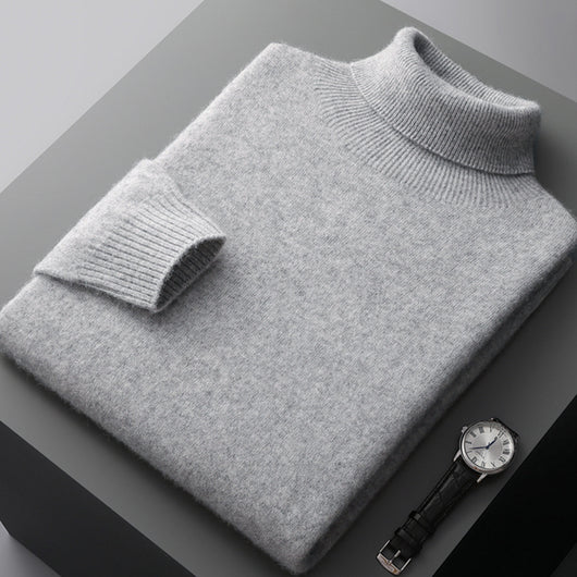 Suéter Cuello Alto Slim Fit para Hombre - Pullover Básico de Color Sólido - Image 25