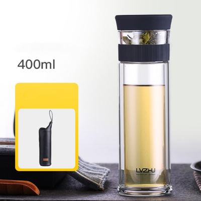 Botella Térmica de Vidrio Borosilicato 400ml con Infusor para Té y Agua - Image 4
