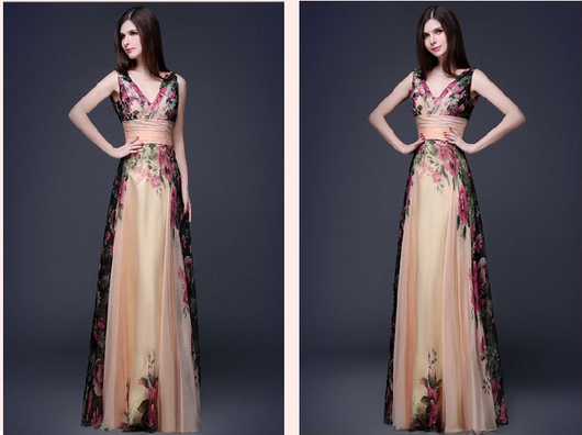 Vestido Largo Elegante con Flores en los Hombros - Diseño Europeo y Americano - Image 3