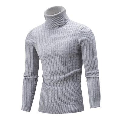 Suéter Hombre Cuello Alto Retro Tejido Floral Trenzado - Image 9
