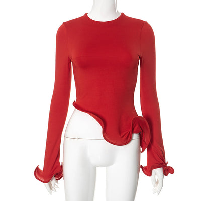 Blusa Larga con Volantes Tridimensionales y Cuello Redondo - Image 6