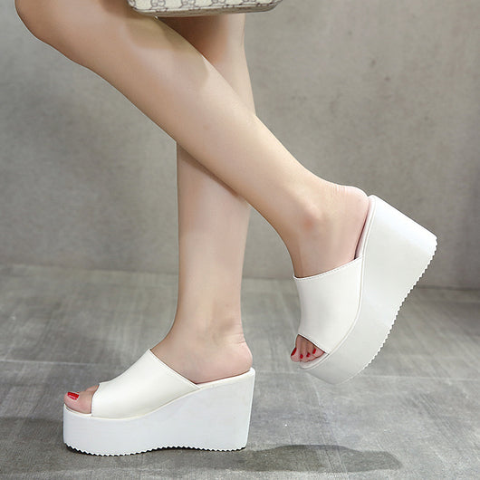 Pantuflas Tacón Alto Cuña Cómoda en Gamuza para Mujer - Image 4
