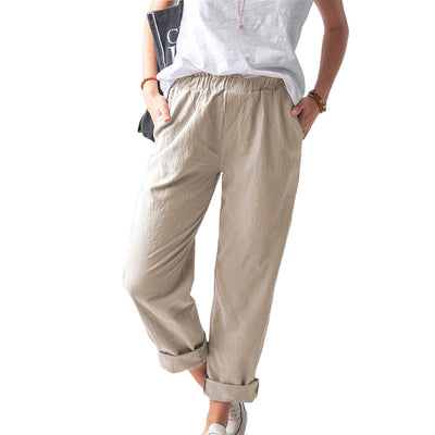 Pantalón Recto de Talle Alto Elástico en Colores Lisos - Image 5