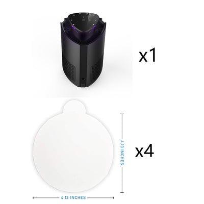 Black intelligent mosquito repellent light with purple glow and four 4.13-inch round sticky traps. - Image 6