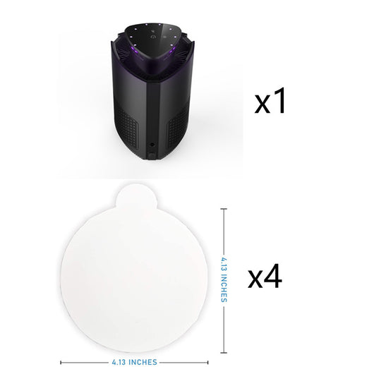 Black intelligent mosquito repellent light with purple glow and four 4.13-inch round sticky traps. - Image 6