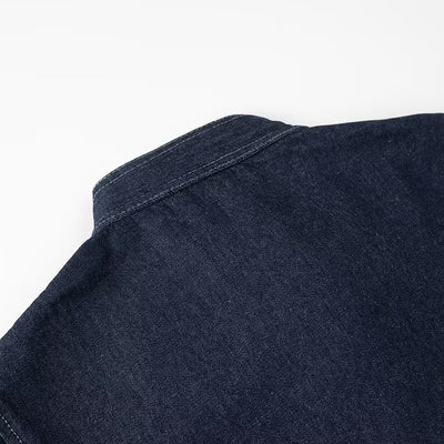 Camisa Denim Azul Oscuro Lavado - Diseño Casual con Cordones y Lazo - Image 9