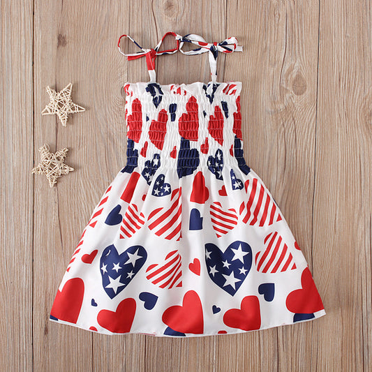 Vestido Infantil con Estampado de Amor Europeo y Americano