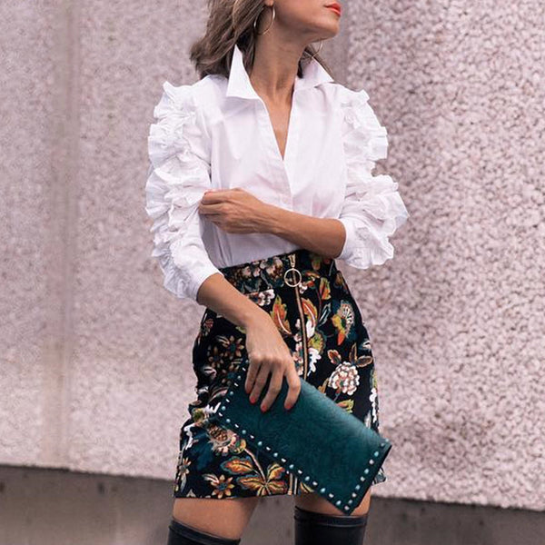 Camisa de Solapa Larga con Detalle Fungus