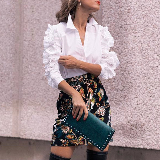 Camisa de Solapa Larga con Detalle Fungus