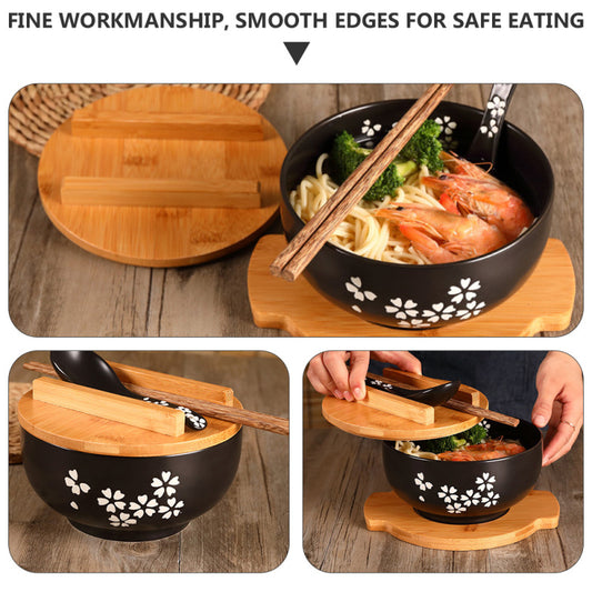 Tazón de Cerámica para Fideos y Arroz con Tapa Estilo Japonés - Image 2