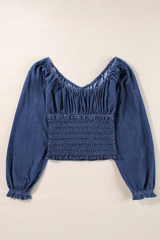 Blusa Denim con Escote en V y Mangas Largas para Mujer - Image 28