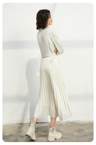 Vestido de Seda con Patchwork y Pliegues para Mujer - Image 10