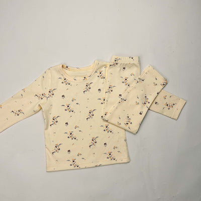 Light yellow infant long-sleeved pajama set with milk bottle and cookie print, suitable for homewear. - Image 23