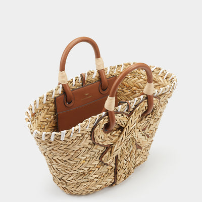 Bolsa Cesta Tejida con Moño Elegante para Mujer - Image 4
