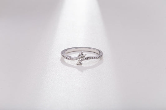 Anillo de Moda con Pluma y Flecha - Cobre Plateado para Mujer
