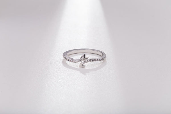 Anillo de Moda con Pluma y Flecha - Cobre Plateado para Mujer