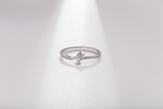 Anillo de Moda con Pluma y Flecha - Cobre Plateado para Mujer