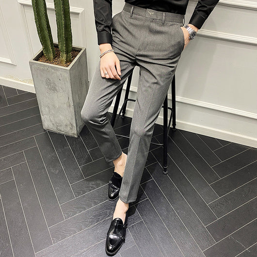 Pantalones Casuales Slim Fit de Color Liso - Elegancia Inglesa - Image 8