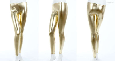 Leggins de Cuero Brillante con Textura Metálica - Estilo Punk Nightclub - Image 4