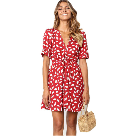 Vestido de Encaje Estampado con Botones - Image 14