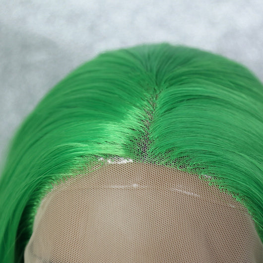 Peluca Ondulada Verde con Encaje Frontal - Fibra Sintética Premium - Image 10