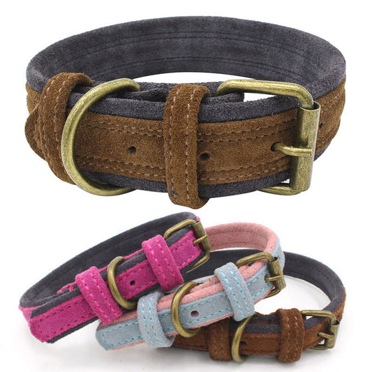 Collar para Mascota de Cuero Nobuk con Doble Contraste de Color - Image 2