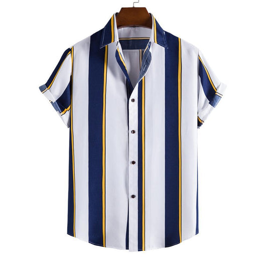 Camisa Casual de Rayas para Hombre - Manga Corta - Image 10