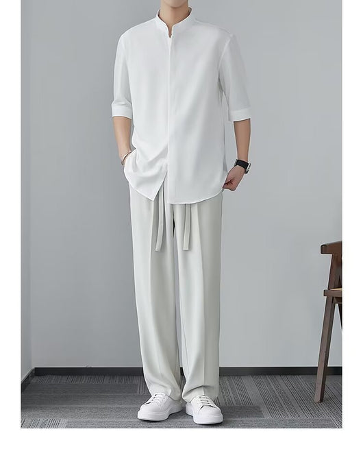 Camisa Cuello Mao Manga Corta Estilo Chino - Image 21